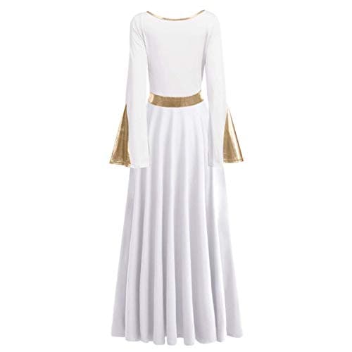 ODASDO Women Praise Dance Dress Metallic Maxi Robe