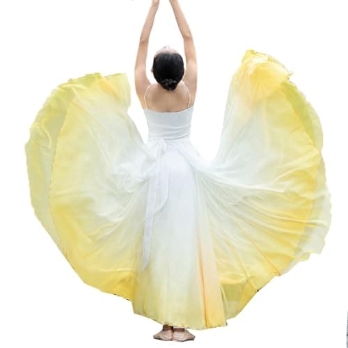TLMNU Women's Gradient Chiffon Long Swing Skirt for Modern Ballet Performance