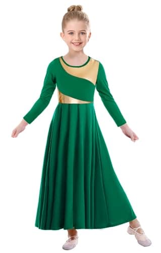 ZYACTU Girls' Metallic Liturgical Dance Dress for Worship and Choir Costumes