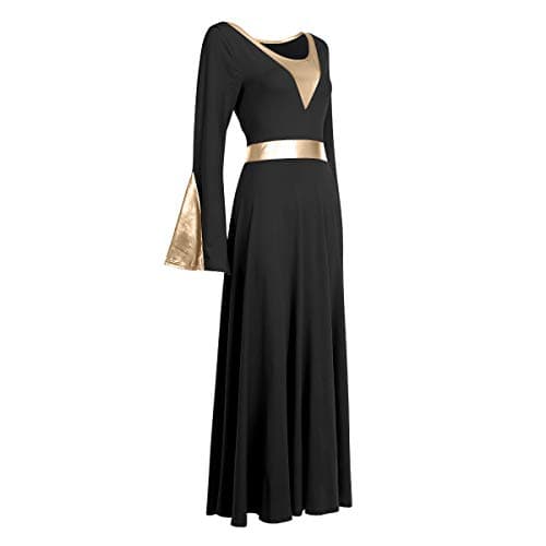 IMEKIS Women Metallic Color Block Liturgical Dance Dress