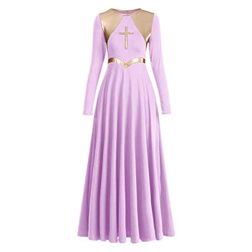 IBAKOM Women's Liturgical Praise Dance Dress Loose Fit Long Sleeve