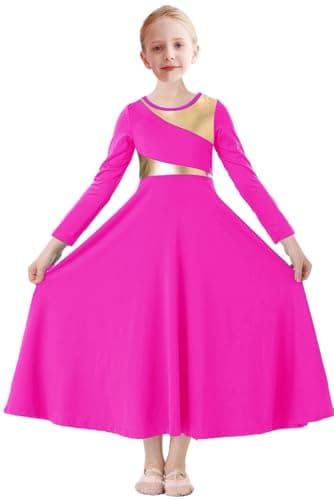 ORIDOOR Girls' Metallic Gold Liturgical Dance Dress for Worship
