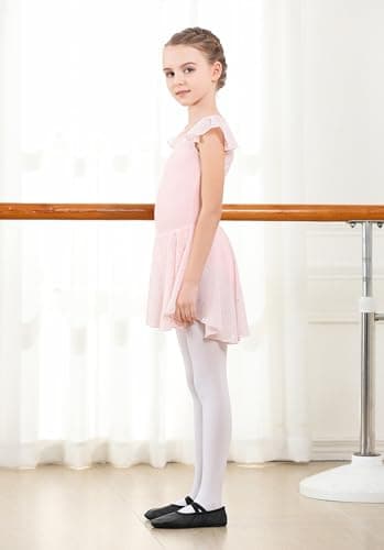 DIPUG Shiny Girls Ballet Leotard with Ruffle Sleeve