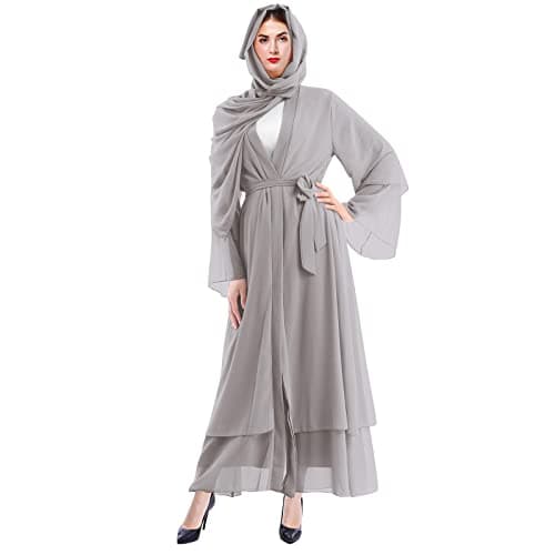 OBEEII Women Muslim Chiffon Maxi Dress