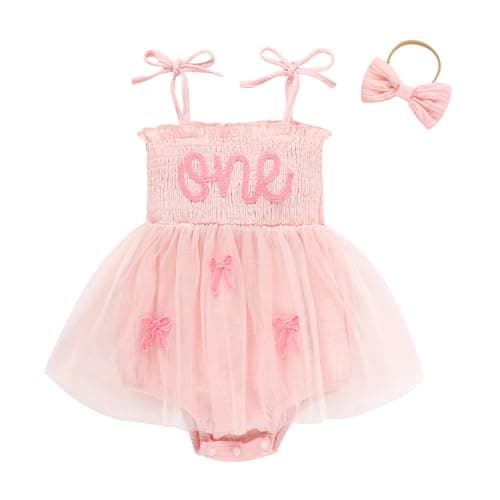 TITKKOP Baby Girl 1st Birthday Tulle Romper Sleeveless Bodysuit Cake Smash Outfits