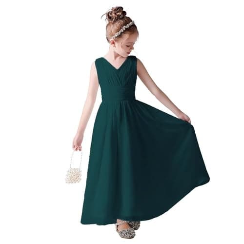 Little Girls Formal Party Dress - Long Chiffon Flower Girl Wedding Bridesmaid Dress
