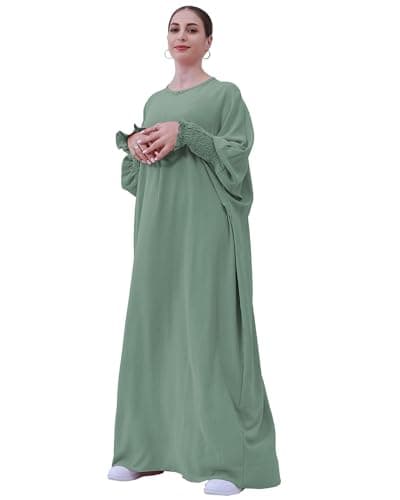 Zofocy Muslim woman's pure color hijab dress