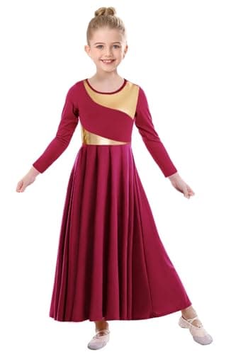 ZYACTU Girls' Metallic Liturgical Dance Dress for Worship and Choir Costumes