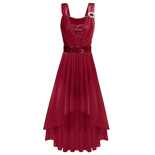 Women's Lyrical Dance Costume with Sequins and High Low Skirt