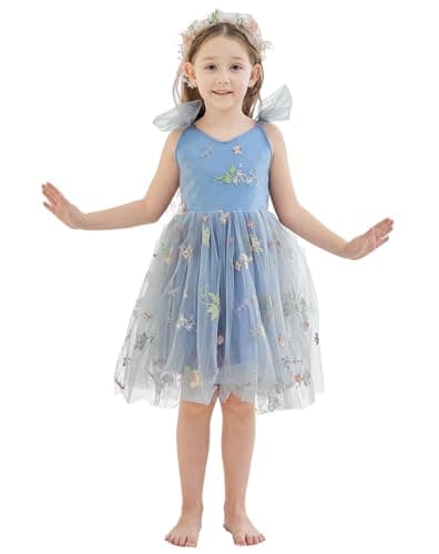 LalaMira Floral Embroidered Toddler Girls Wedding Dress Tulle Photo Shoot