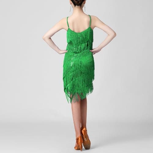 Women's Sequin Tassel Latin Dance Dress for Salsa and Tango ballroom Dancing
