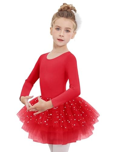 Zaclotre Girls 4-Layer Tiered Long Sleeve Dance Tutu Dresses