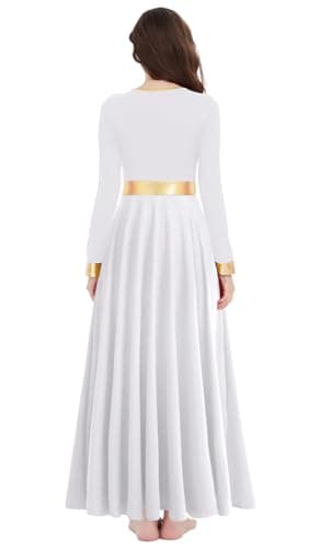 Z&X Women's Metallic Gold Liturgical Dance Dress for Church Worship