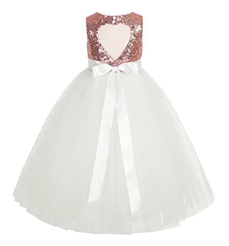 ekidsbridal Heart Cutout Sequin Flower Girl Dress
