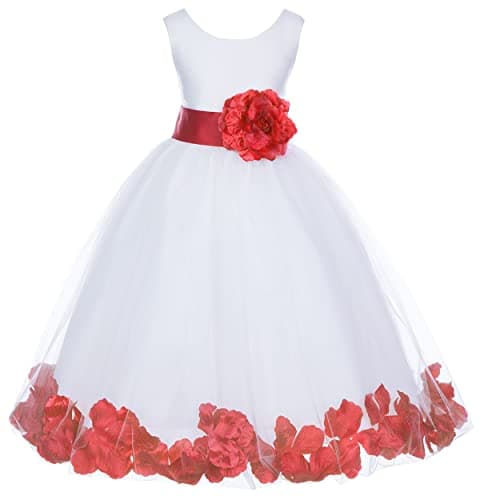 ekidsbridal White Floral Rose Petals Flower Girl Dress