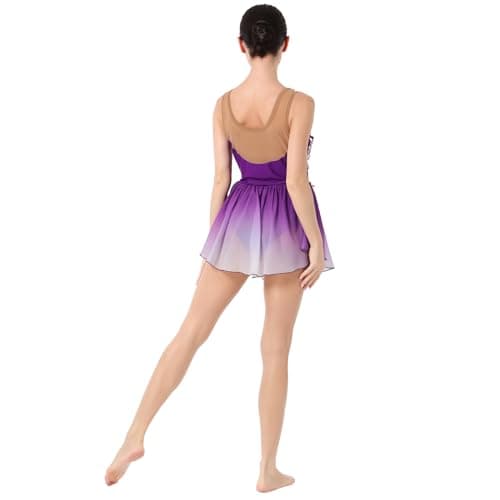 AFAVOM Women's Sequin Flower Ice Skating Dress for Competition