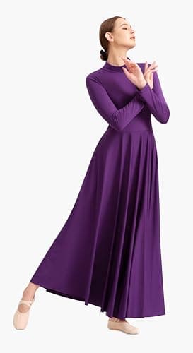 Sanmsoner Women's High Neck Long Sleeve Dance Dress for Worship and Liturgical Events