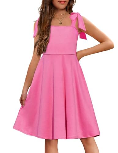 Arshiner Girls' Summer Swing Formal Party Dresses with Pockets 6-11 Years