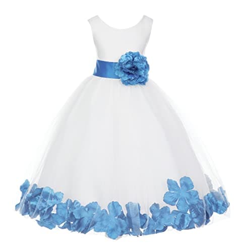 ekidsbridal White Floral Rose Petals Flower Girl Dress