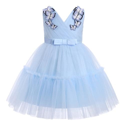 ODASDO V-Neck Sleeveless Tulle Tutu Dress for Flower Girls and Kids Special Occasion Party