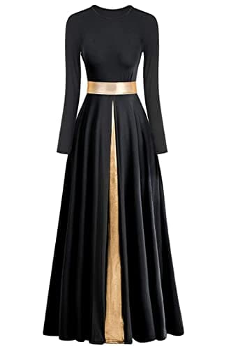 Z&X Women's Modern Worship Long Dresses Liturgical Metal Color Block Dance Robe