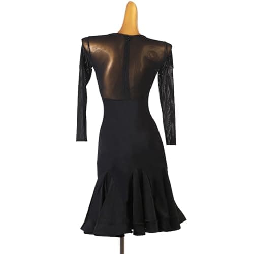 CHAGME Women's Long Sleeve Salsa Ballroom Tango Dresses.Split Skirt.