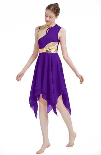 ZYACTU Women's V-Neck Sleeveless Praise Dance Liturgical Dress Lyrical Worship Costumes
