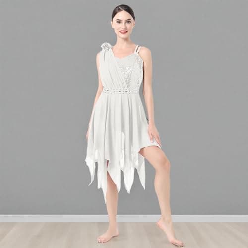IBAKOM Women's Lyrical Dance One-Shoulder Sequin Costume