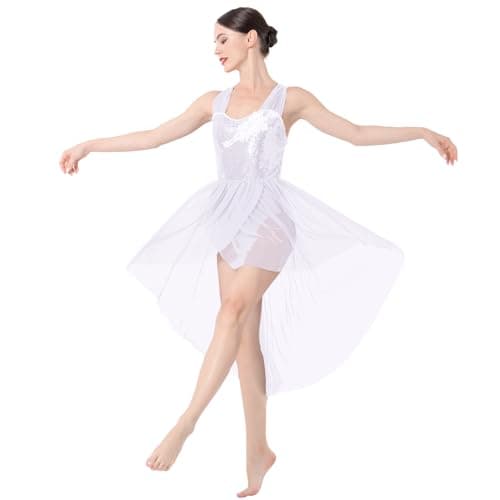 IBAKOM Women Shiny Sequins Flower Contemporary Dance Costume