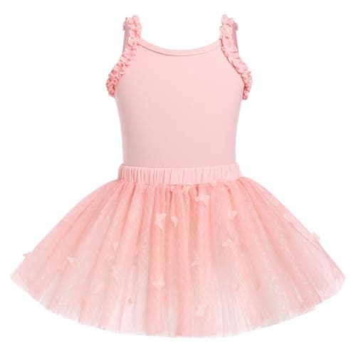 Girls' Sparkly Butterfly Ballet Leotard with Tutu Skirt