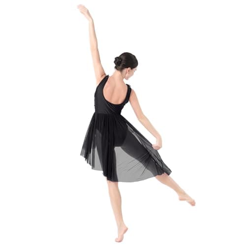 IBAKOM Shiny Sequins Asymmetrical Dance Dress for Women Contemporary Costumes