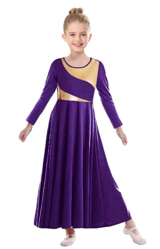 ZYACTU Girls' Metallic Liturgical Dance Dress for Worship and Choir Costumes