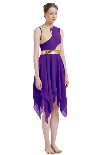 ZYACTU Women's V-Neck Sleeveless Praise Dance Liturgical Dress Lyrical Worship Costumes