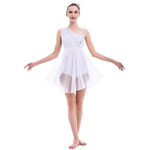 Women's Sequin Tulle Leotard Dress with Flower Hair Clip