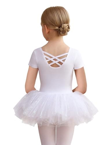 MdnMd Fly Short Sleeve Lace Dance Tutu for Toddler Girls
