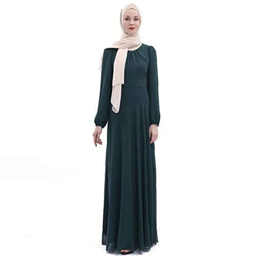 BooW Women's Chiffon Flowy Maxi Abaya Dress