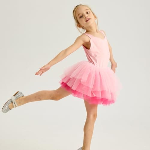KARETT Girls Ballet Tutu Dress for Toddlers, V-Neck Leotard Outfit, Ages 1-7