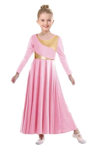 ZYACTU Girls' Metallic Liturgical Dance Dress for Worship and Choir Costumes