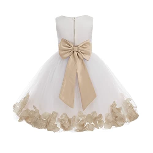 Ekid's Bridal Ivory Tulle Floral Petals Toddler Girl Dress 302T
