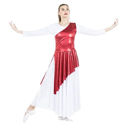 Danzcue Asymmetrical Praise Dance Tunic in White