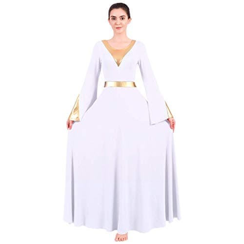 ODASDO Women Praise Dance Dress Metallic Maxi Robe