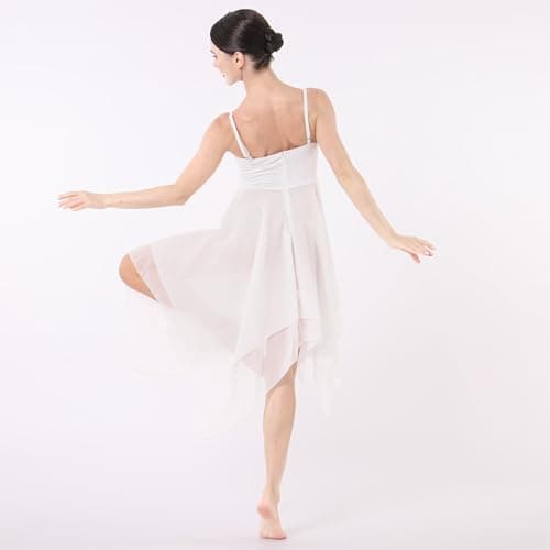 Lyrical Dance Costume for Women: Spaghetti Strap Chiffon Flowy Dress