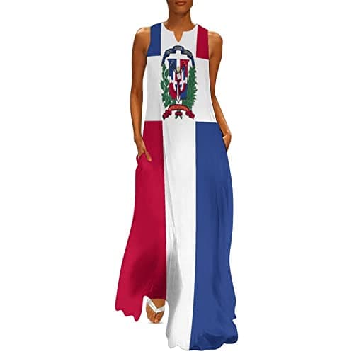 TAIZIYEAH Casual Mexican Flag V-Neck Shift Dress for Women Summer