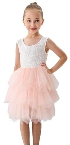 2Bunnies Girl Peony Lace Back Tiered Tutu Party Dress