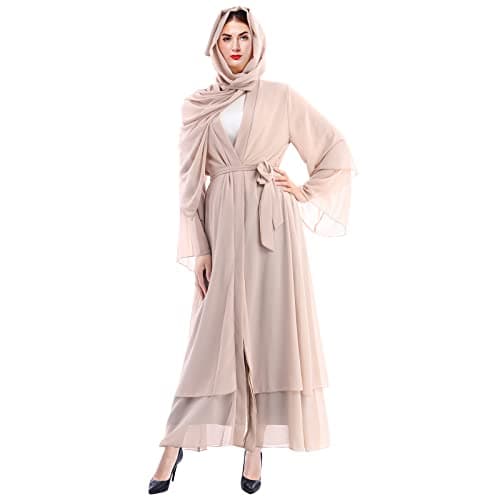 OBEEII Women Muslim Chiffon Maxi Dress