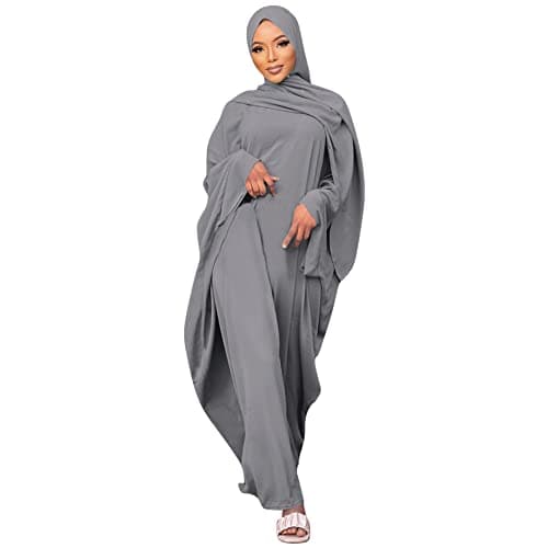 OBEEII Women's Islamic Abaya Dress with Hijab - Full Cover Maxi Robe