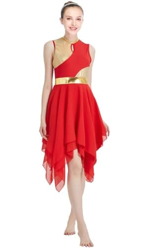 ELLYDOOR Gold Color Block Sleeveless Flowy Skirt Dance Tunic Costumes
