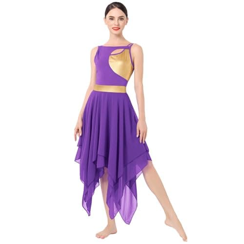 Women's Contemporary Lyrical Dance Costumes - Sleeveless Cut-Out Mesh Tulle Maxi Dress (XS-XL)