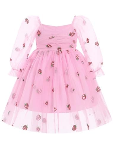 IMEKIS Toddler Girl Birthday Floral Confetti Tulle Formal Dress