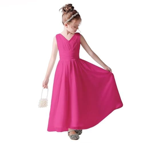 Little Girls Formal Party Dress - Long Chiffon Flower Girl Wedding Bridesmaid Dress